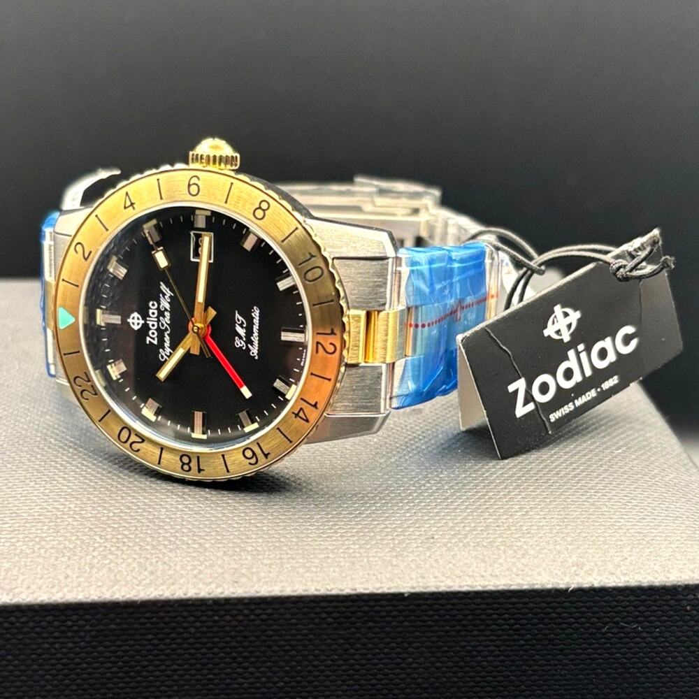 Zodiac Super Sea Wolf ZO9406 Mens 40mm GMT Automatic Stainless Steel Watch NIBWT - Picture 6 of 17